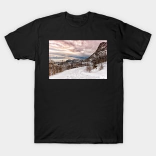 The Snowy Road to Kabelvåg T-Shirt